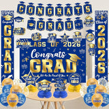 Graduation Decorations 2026 Blue and Gold Set, Congrats Grad Decor