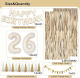 26th Birthday Decorations for Women, White and Gold 26 Boho Birthday