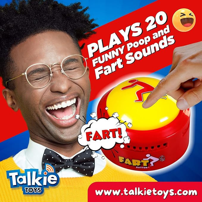 Talkie Toys Products Fart Button - Lights Up and Plays 20 Funny Fart
