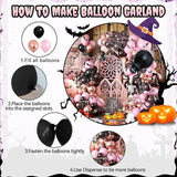 Halloween Balloon Arch Garland Kit Black Pink Rose Gold Spider Foil
