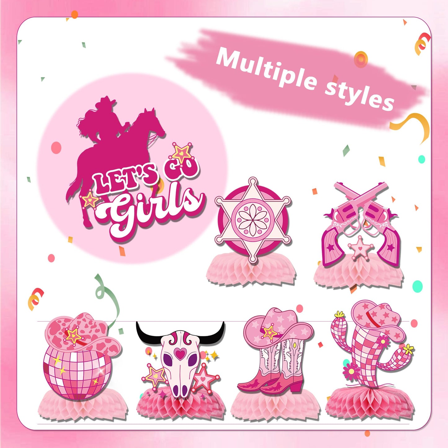 Disco Cowgirl Centerpiece for Tables - 9PCS Disco Cowgirl Party