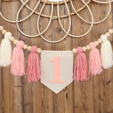 Boho Pink Handmade 1st Birthday High Chair Banner First Highchair