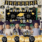 Graduation Decorations 2026 Black Gold Themed Grad Party Decor Set