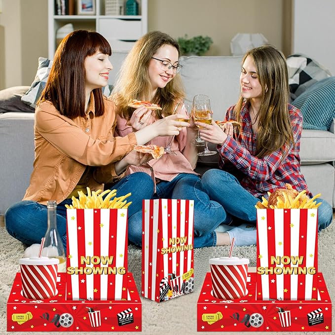 Movie Night Snack Trays 48pcs Include 24 Movies Themed Snack Trays