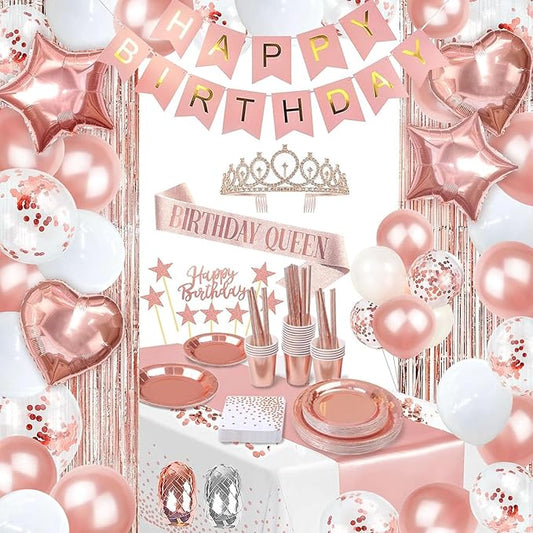 Party spot! 253 Pcs Birthday Decorations For Women Rose Gold Party