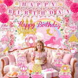 Floral Princess Birthday Party Decorations Pink Gold Princess Happy