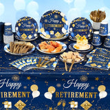 Pickmesh 194 Pcs Blue Gold Happy Retirement Party Decorations