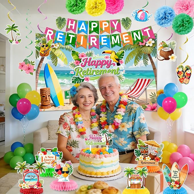 Luau Hawaiian Retirement Party Decorations Tropical Happy Retirement