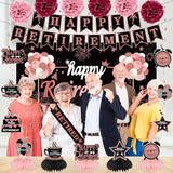 20PCS Happy Retirement Party Decorations Kit for Women Rose Gold