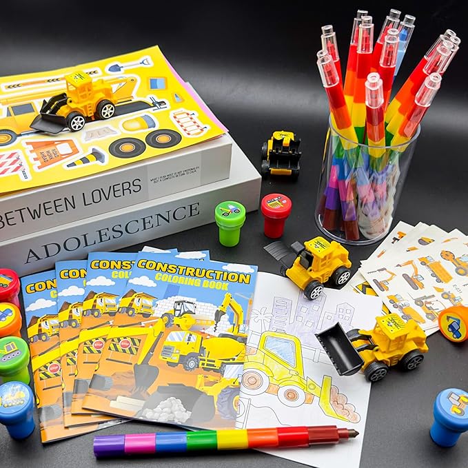 72 Pcs Construction Party Favors Truck Car Coloring Books with
