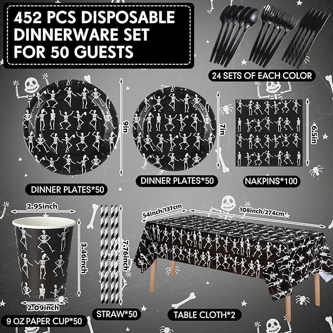 452 Pcs Halloween Skeleton Party Decorations Human Bones Dancing