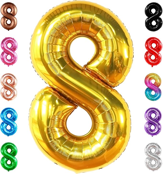 KatchOn, Giant Gold Number 8 Balloon - 40 Inch | Golden 8 Balloon for