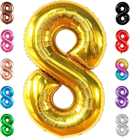 KatchOn, Giant Gold Number 8 Balloon - 40 Inch | Golden 8 Balloon for