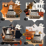 4 Pcs Halloween Table Decoration Wooden Ghost Tiered Tray Decoration