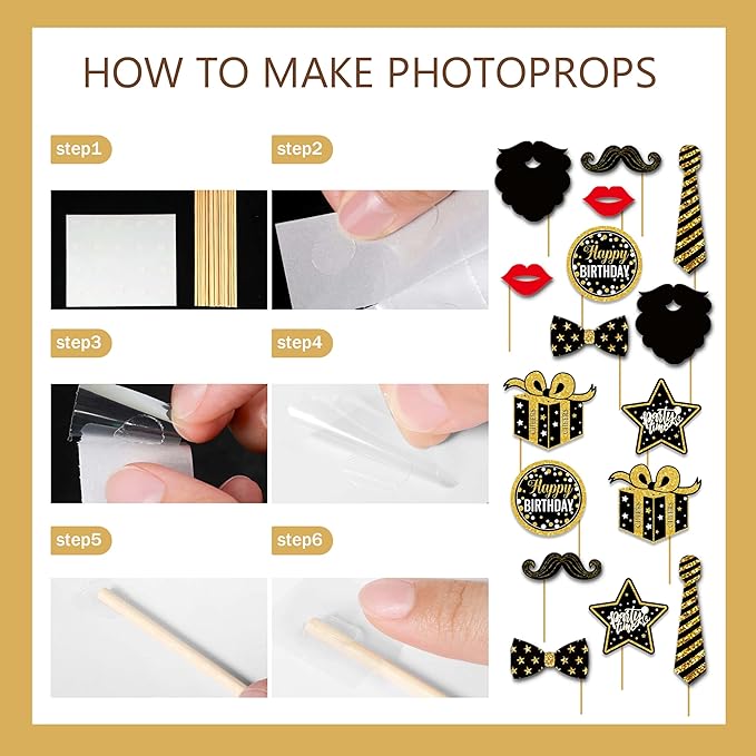 Black and Gold Birthday Decorations Party Supplies Kit with