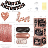 Rose Gold Birthday Party Decorations Kit for Women 4pcs birthday