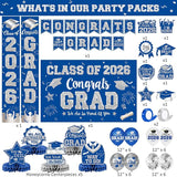 Graduation Decorations Class of 2026, Blue and Silver Graduation