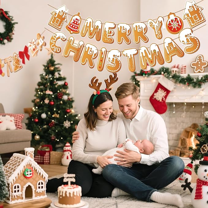 PAPER JAZZ Gingerbread Christmas Decoration Merry Christmas Banner 3
