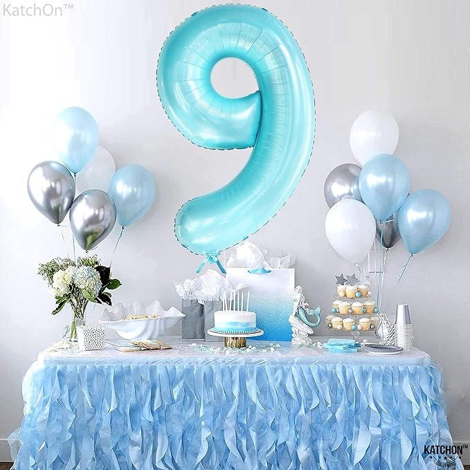 KatchOn, Giant Light Blue Number 9 Balloon - 40 Inch | Foil 9