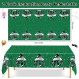 QZYL 2 PCS Graduation Tablecloth, 108" X 54" Green Graduation Table