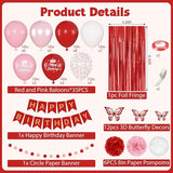Red Birthday Decorations for Women Girls, Pearl Pink White Confetti