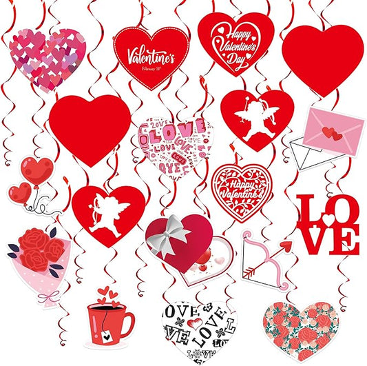 Valentines Hanging Swirls Large Pack of 30 No DIY Valentines Day