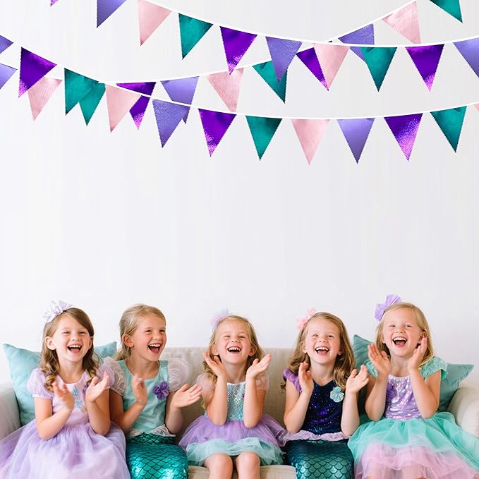 Mermaid Party Decorations Purple Pink and Teal Aqua Metallic Fabric