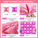 DustyPink and HotPink Square Foil Balloons 25 Pcs Metallic DustyPink