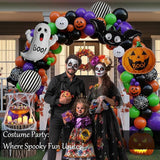 Halloween Decorations with Orange Black Green Purple Balloon Garland