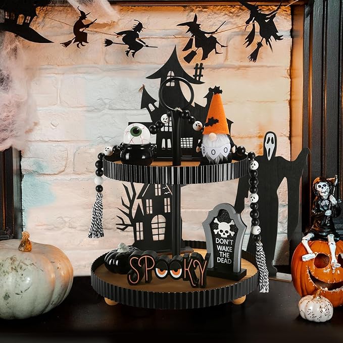 Halloween Decorations 6PCS Tiered Tray Decor Cute Tabletop Halloween