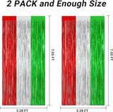 2 Pack Christmas Backdrop, 3.28 FT x 7.05 FT Red Silver Green Party