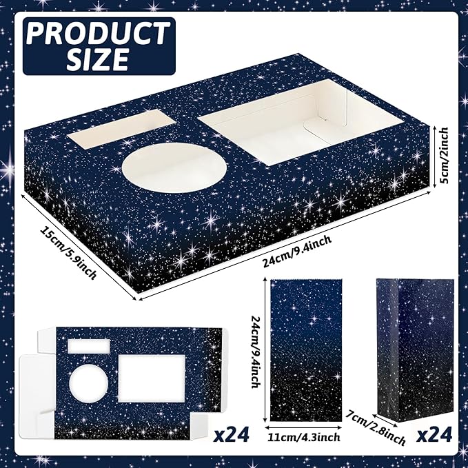 48Pcs Movie Night Supplies 24 Movie Night Snack Trays with 24 Popcorn