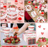 200 Pcs Strawberry Baby Shower Paper Plates Napkins Cups Baby Shower