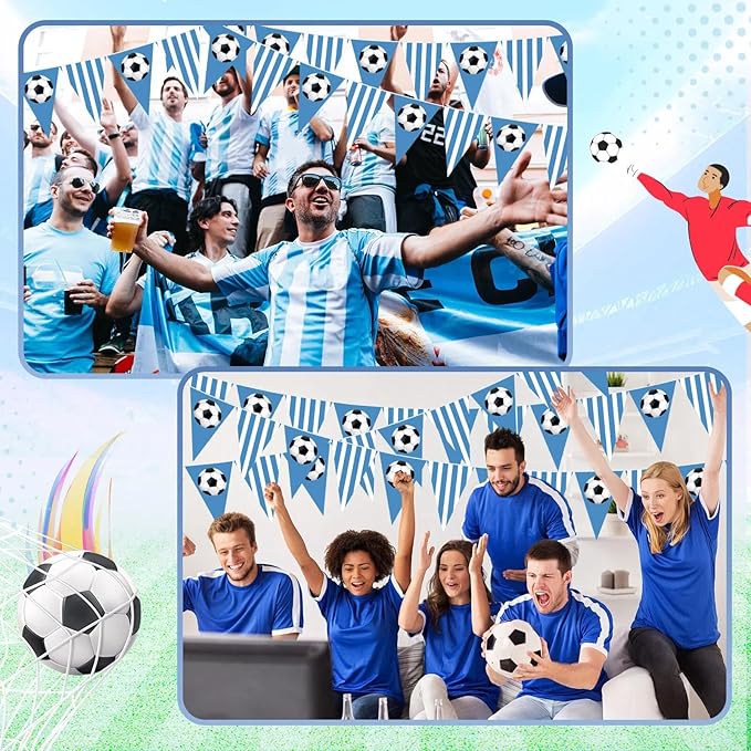 Faccito 5 Pack Blue Soccer Banners Soccer Party Decorations Sports