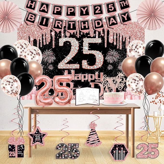 25th Birthday Decorations for Girls Women 32PCS 25th Birthday Party