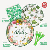 Hawaiian Party Tableware Set Tropical Luau Party Decorations