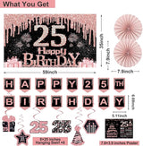 25th Birthday Decorations for Girls Women 32PCS 25th Birthday Party