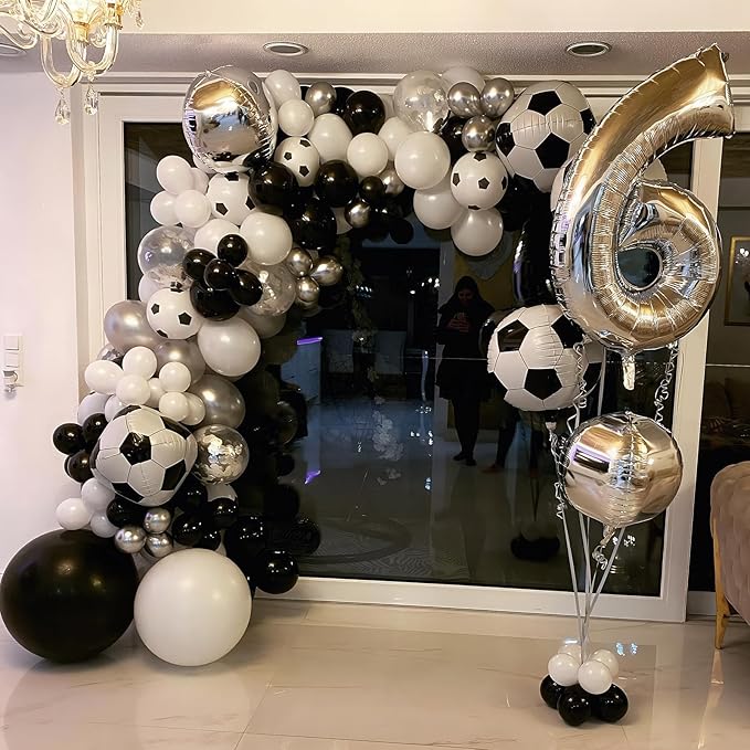 HILAVO Soccer Balloons 18 Inch Black and White Soccer Ball Foil