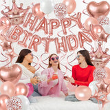 Rose Gold Birthday Decorations 3D Foil Rose Gold Happy Birthday
