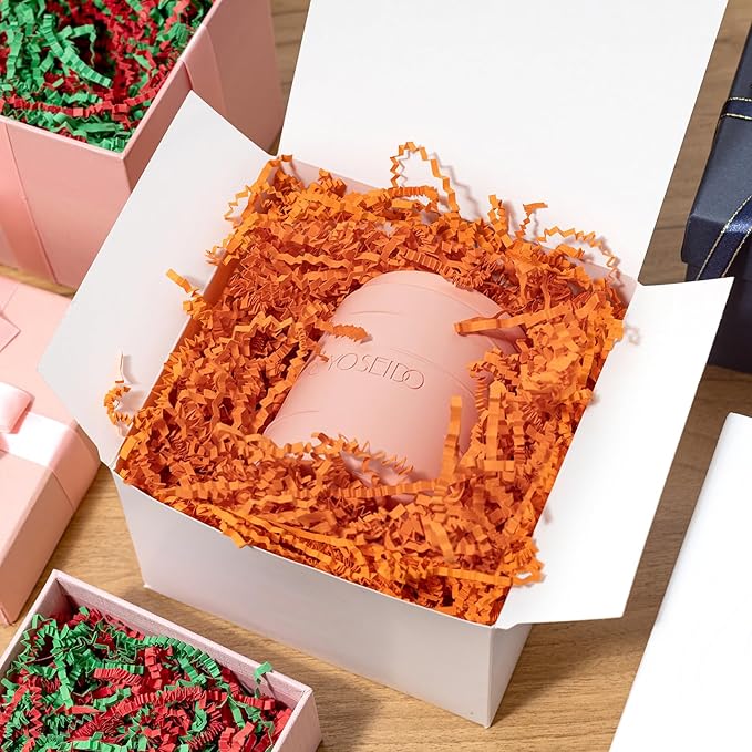 Mefleet 2 LB Crinkle Cut Paper Shred Filler Orange Crinkle Shredded