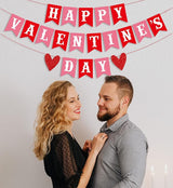Happy Valentine's Day Banner Red Pink Valentine's Day Bunting Banner