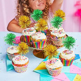 Gyufise 30Pcs Foil Firework Cupcake Toppers Sparkle Tinsel Cake #11