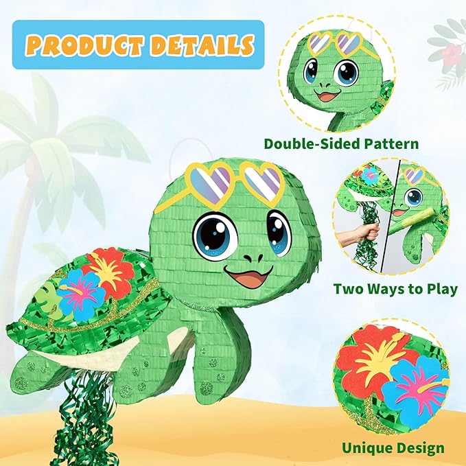 WERNNSAI Turtle Piñata - Ocean Party Decorations Hawaiian Turtle