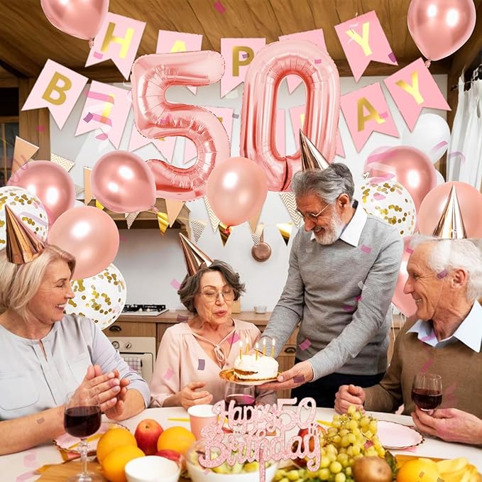50th Happy Birthday Party Decoration Rose Gold Birthday Decorations