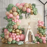 170Pcs Jungle Safari Balloons Garland Arch Kit Animal Printed Pink
