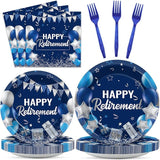 96 Pcs Retirement Plates and Napkins Party Supplies Paper Happy