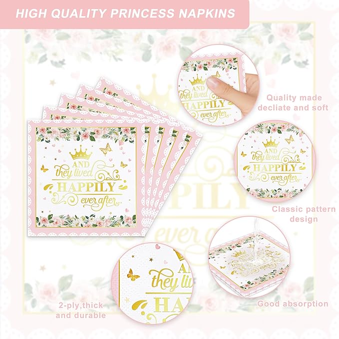 120PCS Princess Party Supplies for Girls Kids Baby Shower 1st