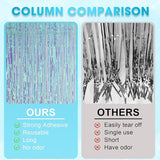 Voircoloria 3 Pack 3.3x8.2 Feet Neon Iridescent Foil Fringe Backdrop