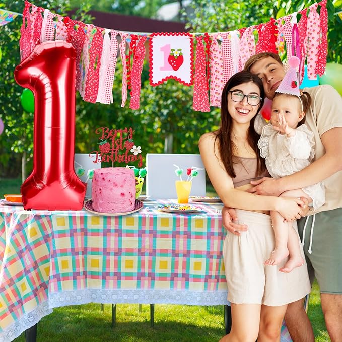 Strawberry Highchair Banner for Baby First Birthday Party