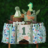 Dinosaur Theme 1st Highchair Banner Tassel Garland Dino Conical Cap